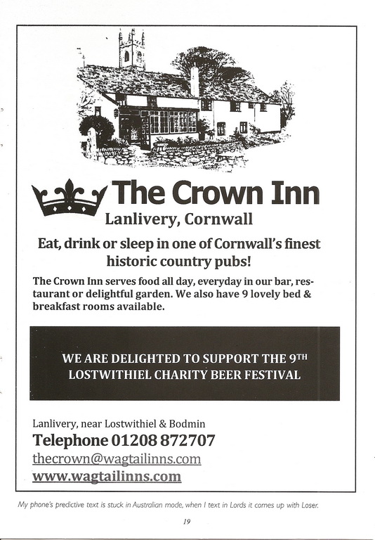 9th (2012) Lostwithiel Charity Beer Festival Programme